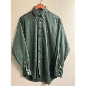 Polo Ralph Lauren 90s Blaire Red Pony Vintage Green button down Shirt  Sz Medium